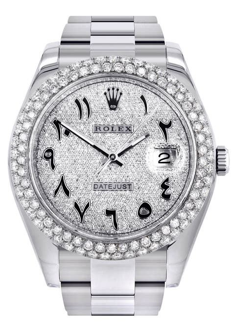 rolex diamond watch with arabic numeric dial|rolex datejust 41mm arabic dial.